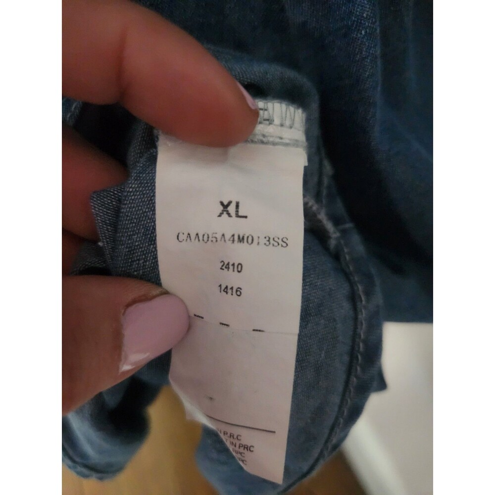 NWT CUPSHE Denim Mini Dress Women’s V Neck Smocked Waist Short Sleeve XL - Picture 10 of 12